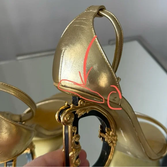 Dolce Gabbana Nappa mordore sandals with baroque DG heel 37 - Picture 13 of 15